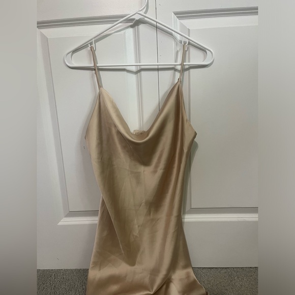 Gold Satin Mini Dress - Picture 2 of 4
